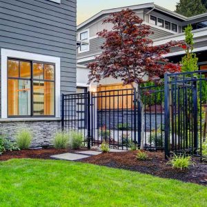 residential green chain link fence