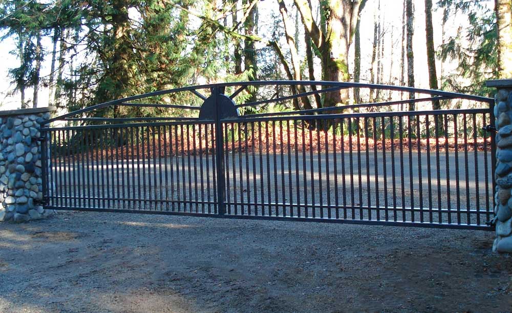Custom iron double swing gate