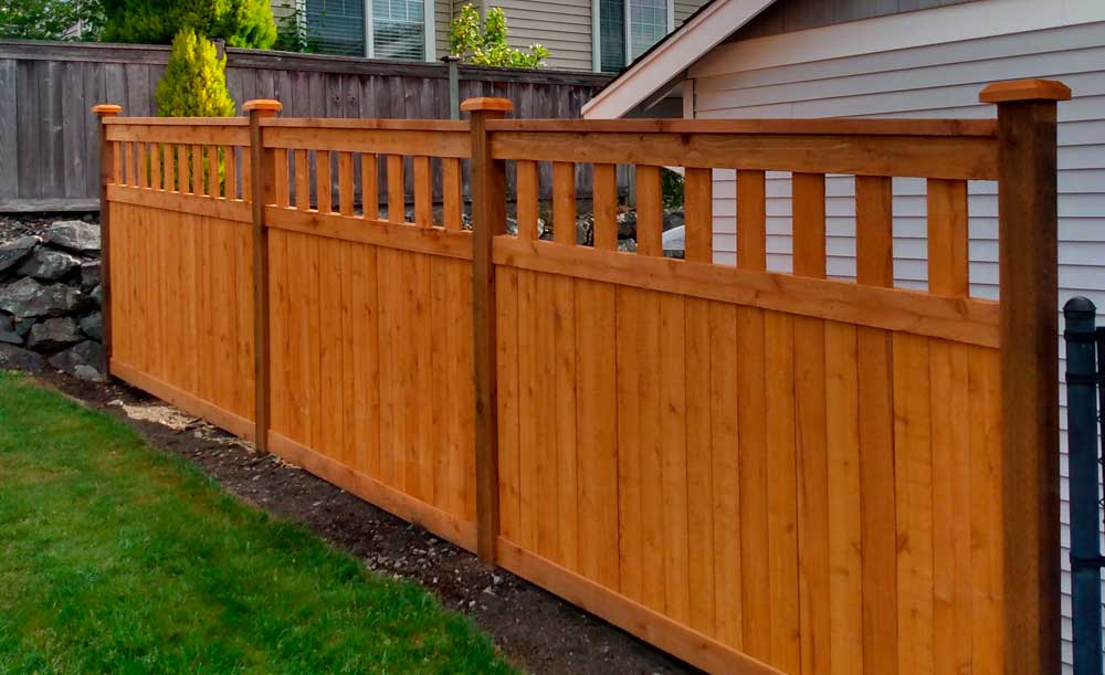 Lexington style pre-stained cedar fence