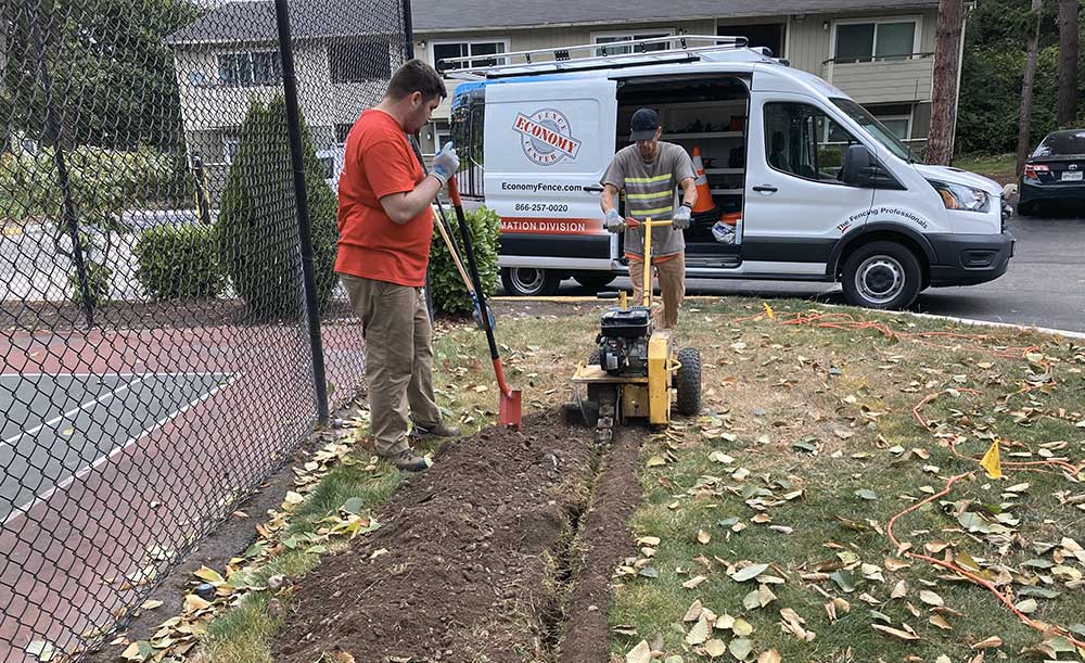 Preparing trenching for conduit to Multi-Unit Custom Double gate