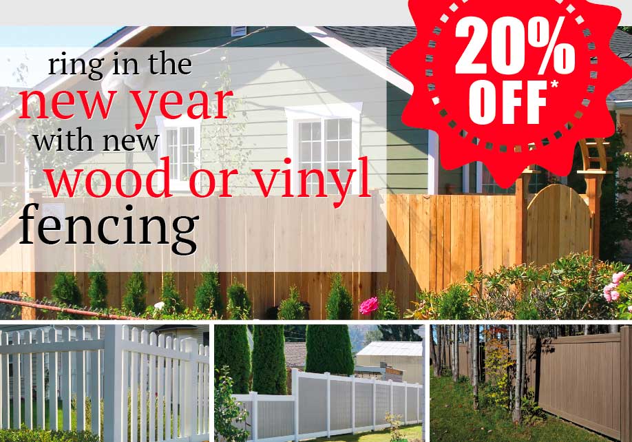 20% off new wood or vinyl fencing