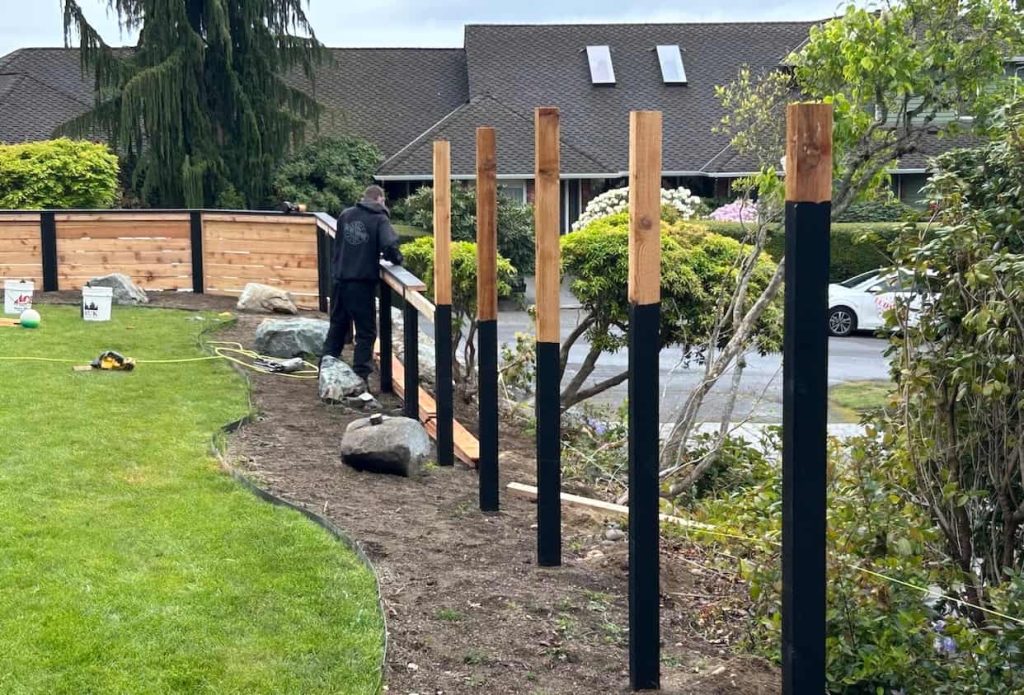 fence installation in process